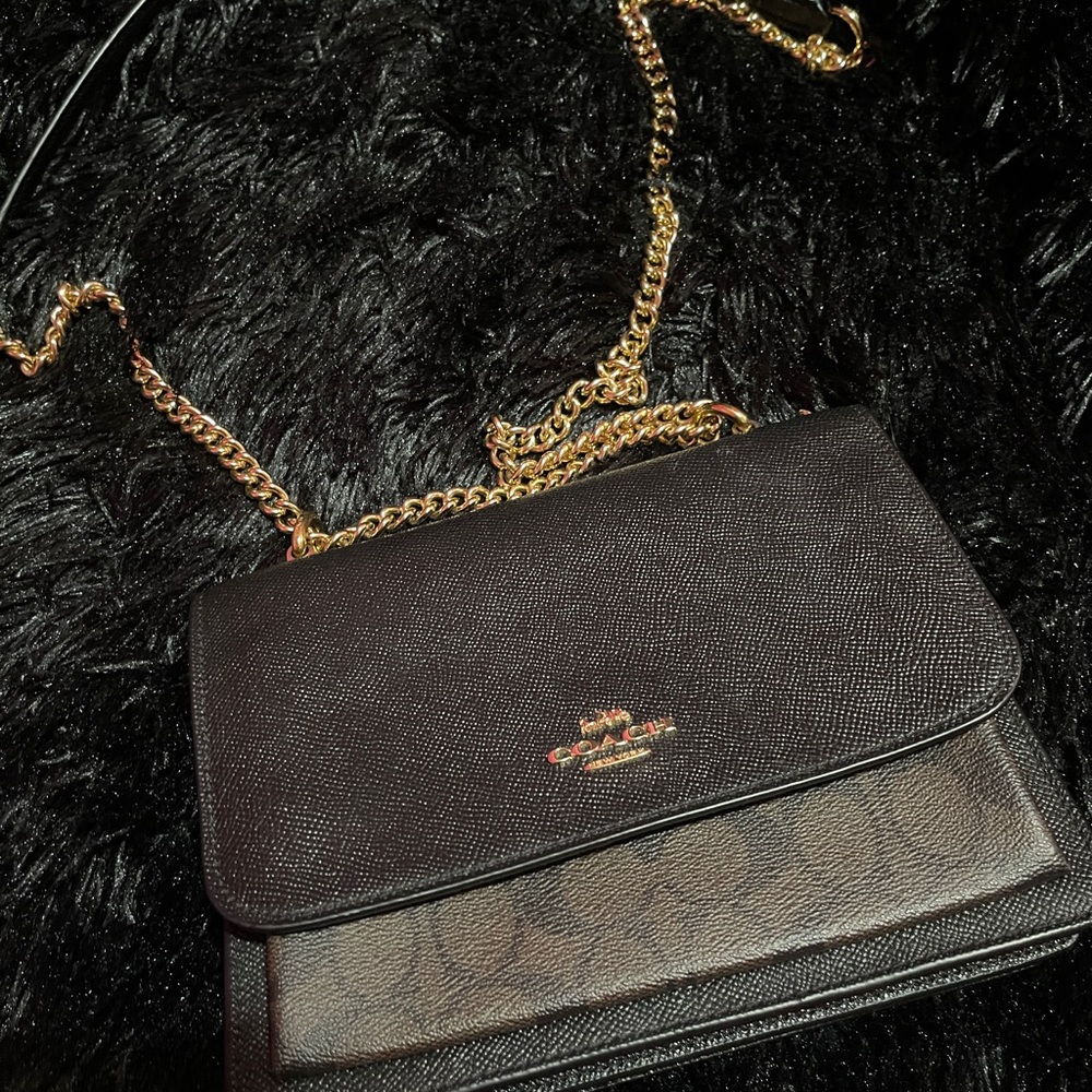 Coach Black Crossbody Bag with Gold Chain